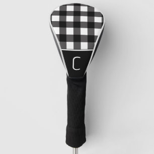 Black & White Buffalo Plaid Chequered Pattern Golf Head Cover