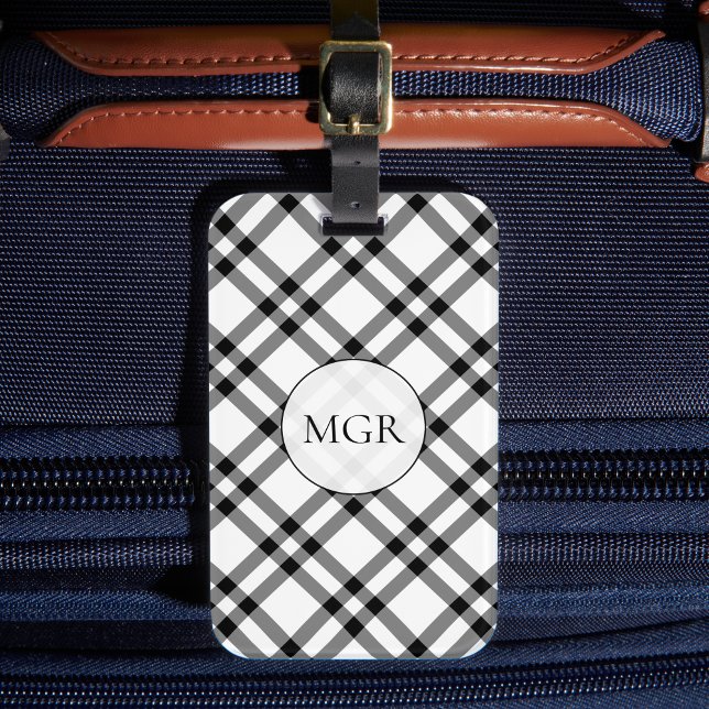 Black & White Buffalo Plaid Luggage Tag (Creator Uploaded)