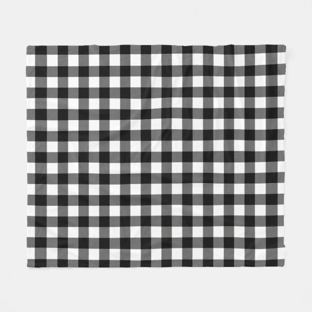 Black White Buffalo Plaid Pattern Christmas Gift Fleece Blanket (Front (Horizontal))