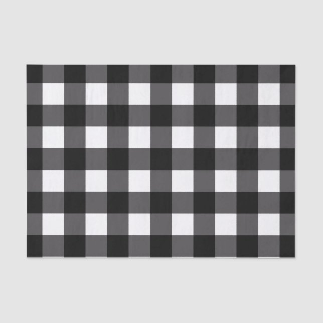 Black & White Buffalo Plaid Pattern Print Tissue Paper (Front)