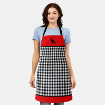 Black & White Buffalo Plaid Red Trim Black Crow