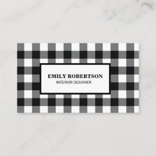 Black White Buffalo Plaid Rustic Business Card