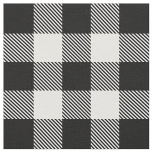 Black White Buffalo Plaid with Twill Fabric