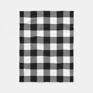 Black White Buffalo Plaid with Twill Fleece Blanket