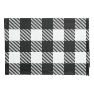 Black White Buffalo Plaid with Twill Pillowcase