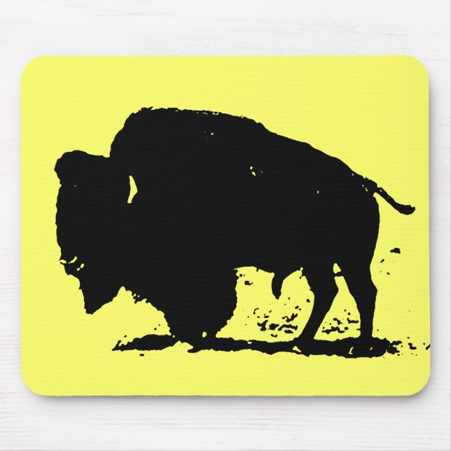 Black & White Buffalo Silhouette Mouse Mat (Front)