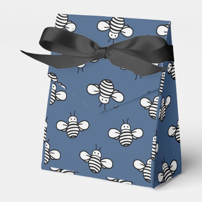 Black & White Bumble Bee Favour Box (Front Side)