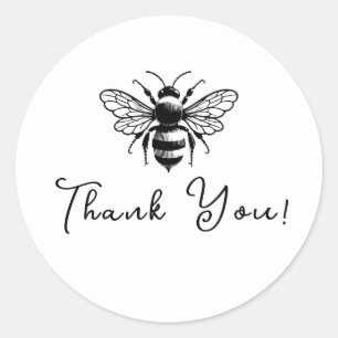 Black & White Bumble Bee Minimal  Classic Round Sticker