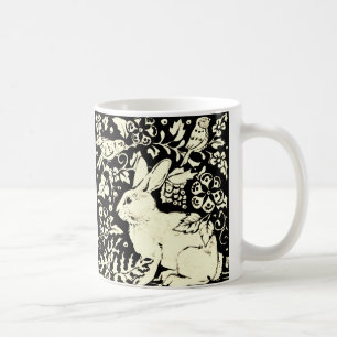 Black & White Bunny Rabbit Bird Easter Elegant Art Coffee Mug