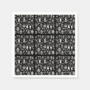 Black & White Bunny Trail Pattern Napkin