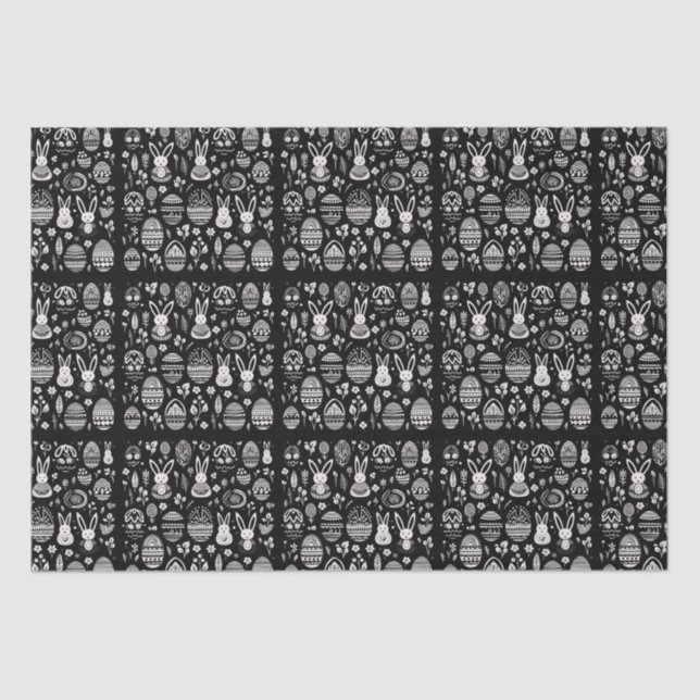 Black & White Bunny Trail Pattern Tissue Paper (Front)