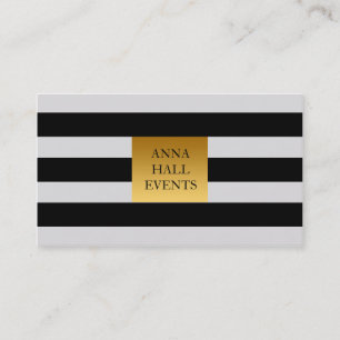 Black & White Business Card with Faux Gold Accents