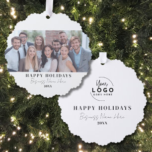 Black White Business Christmas Tree Decoration Card