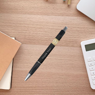 Black white business company logo Thank You