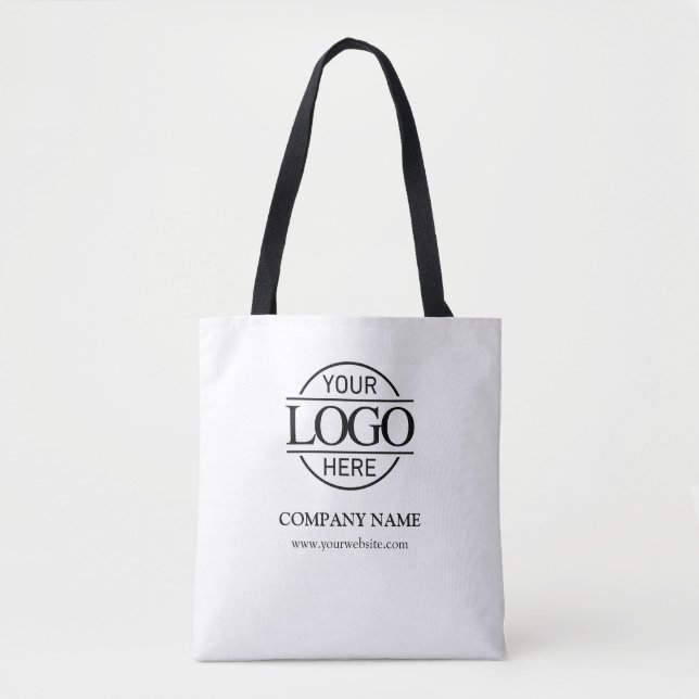 Black & White Business Corporate Logo Promotional Tote Bag (Front)