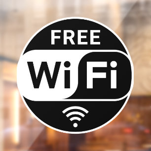 Black White Business Free Wifi Window Cling