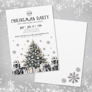 Black White Business Holiday Party Invitation