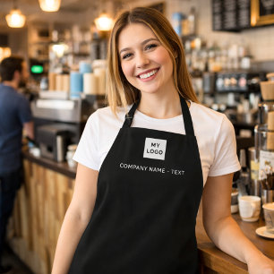 Black white business logo apron