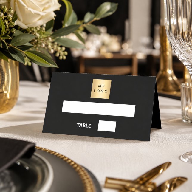 Black white business logo event place card (Creator Uploaded)