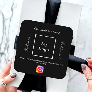 Black white business logo instagram square sticker
