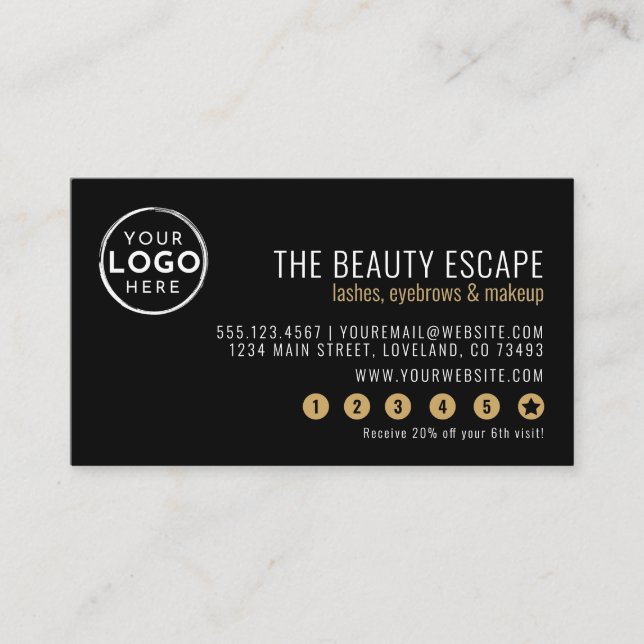 Black White Business Logo Loyalty Card (Front)