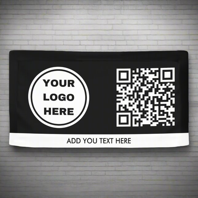 Black & White Business Logo & QR Code Promotional  Banner (Creator Uploaded)