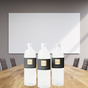 Black white business logo water bottle label