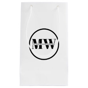 Black & White Business Name Monogram Custom Logo Small Gift Bag