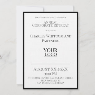 Black & White Business or Company Event with Logo Invitation