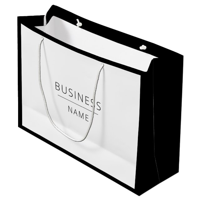 Black & White Business Promotional Custom Logo Large Gift Bag (Front Angled)