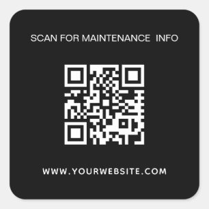 Black white business qr code maintenance info square sticker