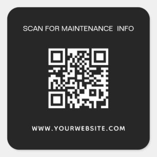Black white business qr code maintenance info square sticker