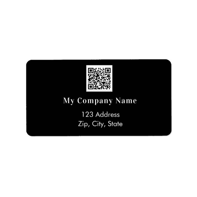 Black white business qr code return address label (Front)