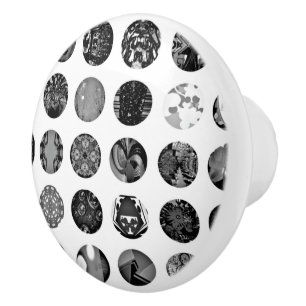 Black & White Busy Polka Dots Ceramic Knob