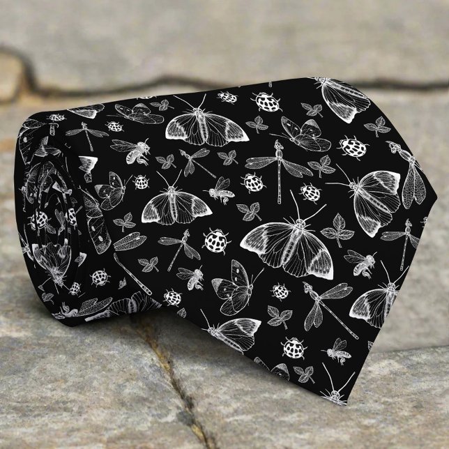 Black White Butterflies Classic Luxury Seamless Tie (Creator Uploaded)