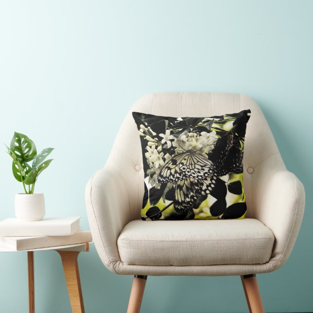 Black & White Butterflies Decor Pillow (Chair)