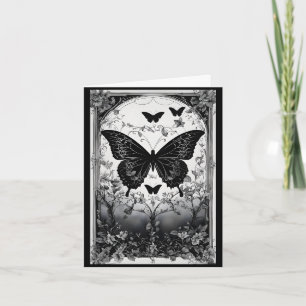 Black & White Butterflies Floral Goth Mother's Day Holiday Card