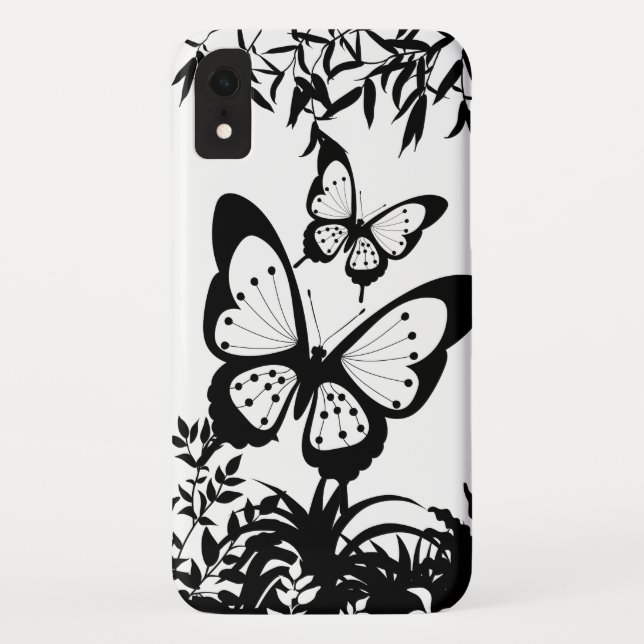 Black ,White, Butterflies iPhone Case, Case-Mate iPhone Case (Back)