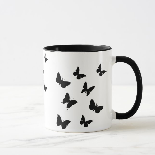 black & white butterflies mug (Right)