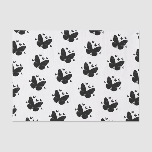 Black & White Butterfly Butterflies Tissue Paper (Front)
