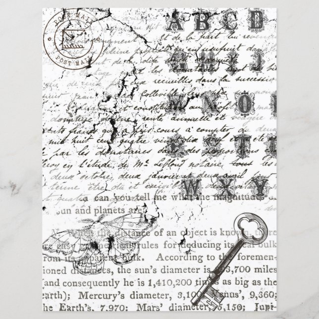 Black & White Butterfly Collage Scrapbook Paper (Front)