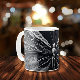 Black & White Butterfly Design Ceramic Mug