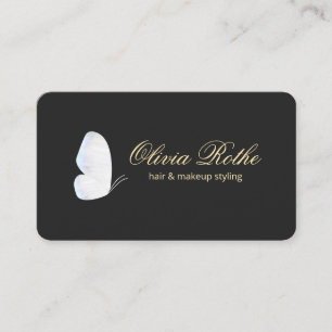 Black White Butterfly Makeup and Hair Stylist Business Card