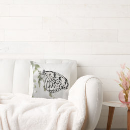 Black White Butterfly on Tree Branch Cushion