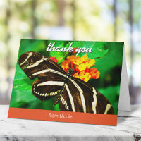 Black white butterfly photo custom name thank you