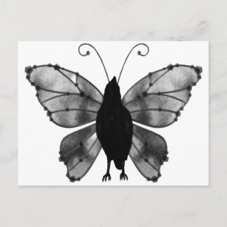 Black & White Butterfly Raven Postcard