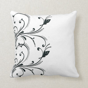 Black White butterfly Scroll American MoJo Pillows