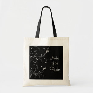 Black & White Butterfly Scroll Mother of the Bride Tote Bag