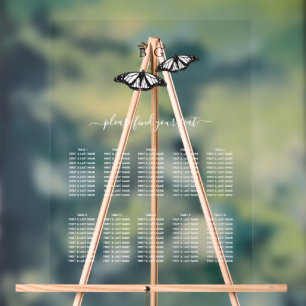 Black White Butterfly Wedding Seating Chart