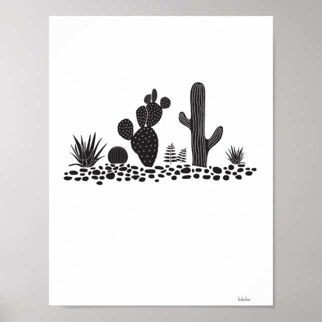 Black & White Cactus and Succulents Poster (Front)